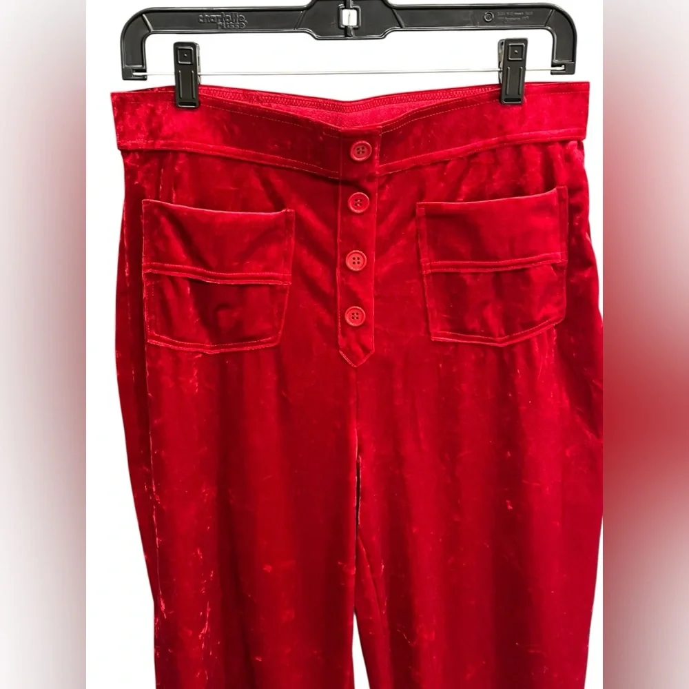 NWT Halara Red Velvet High Waisted Straight Wide Leg Pant - Large - Picture 5 of 11